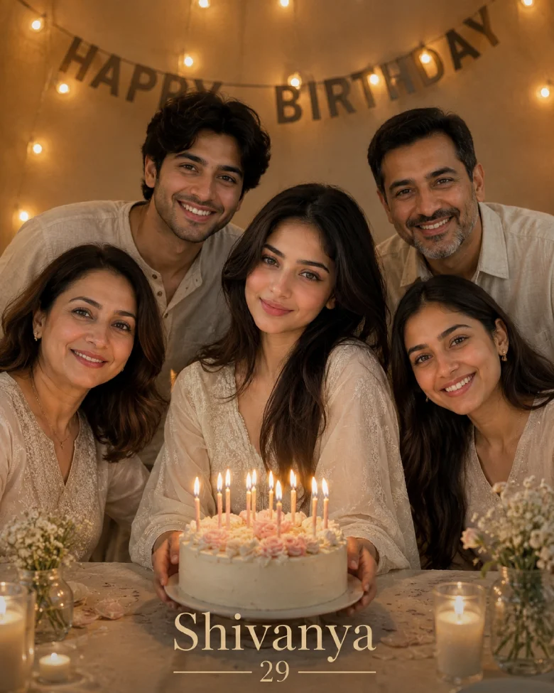 Family Cake-Cutting Portrait