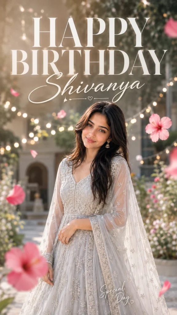 Silver Anarkali Garden Birthday Poster