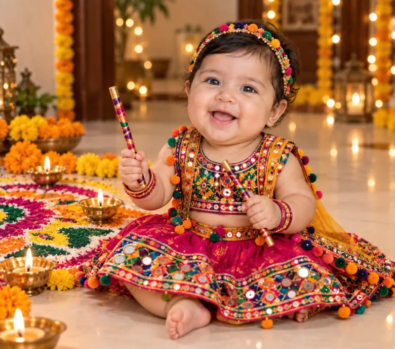 Baby Girl Home Navratri Portrait Prompt