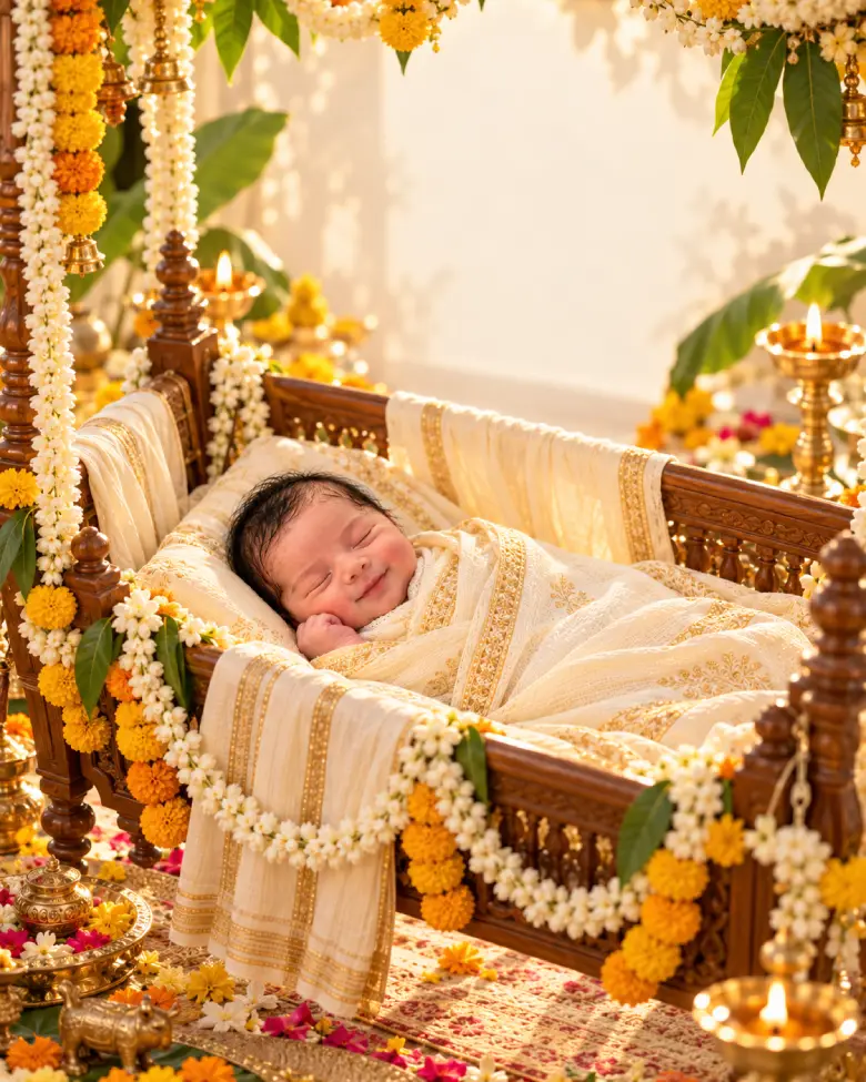 Baby Namkaran Ceremony Cradle Prompt