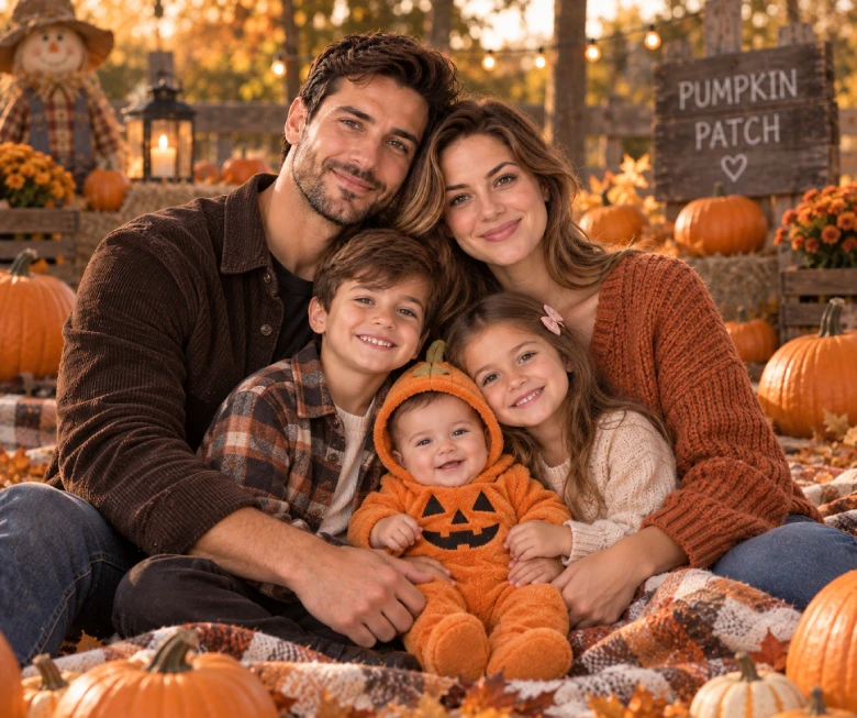 Couple with Baby Halloween Portrait Prompt