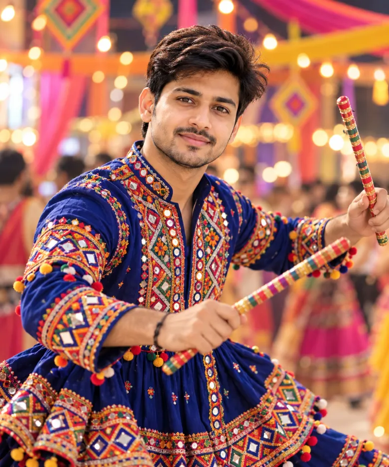 Dandiya Action Shot Prompt