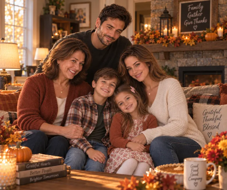 Extended Family Living Room Portrait Prompt