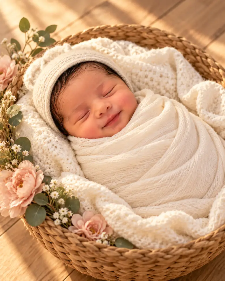 Floral basket newborn baby ai prompt