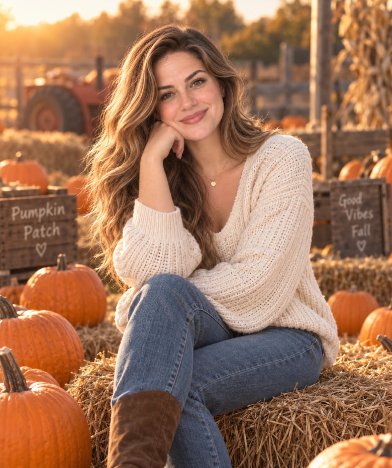 Golden-Hour Pumpkin Patch Prompt