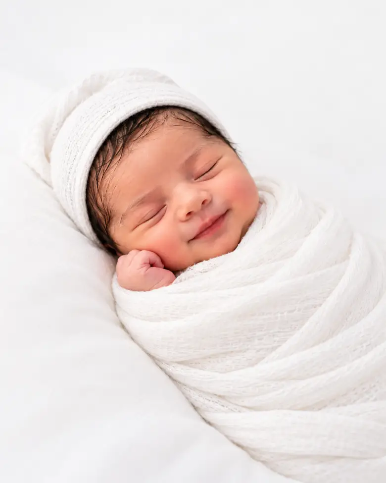 Minimal white studio baby prompt