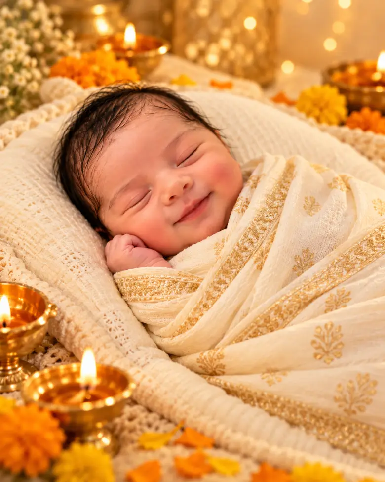 New Born baby Diwali glow Prompt