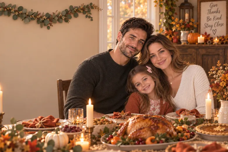 Thanksgiving Card Frame with Copy Space Prompt