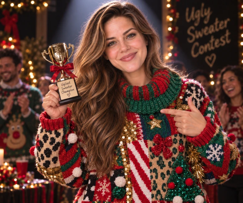 Ugliest Sweater Trophy Pose Prompt