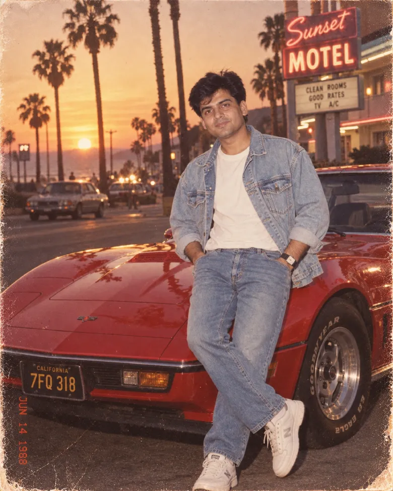 Vintage 80s Denim Jacket Portrait AI Prompt