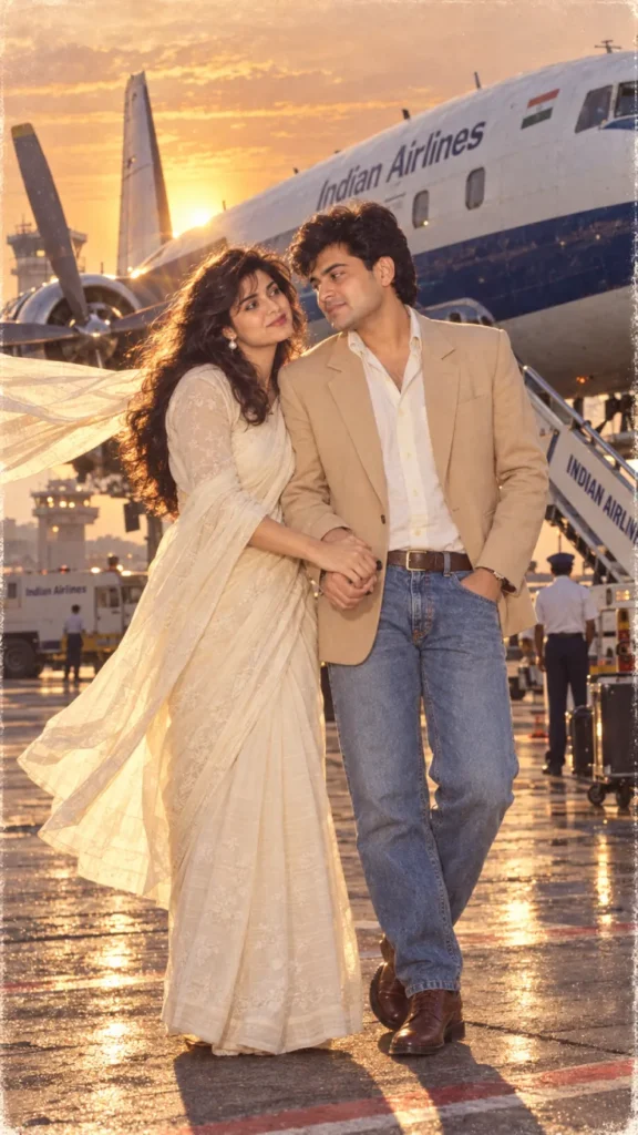 Vintage Airport Romance With Retro Airplane
