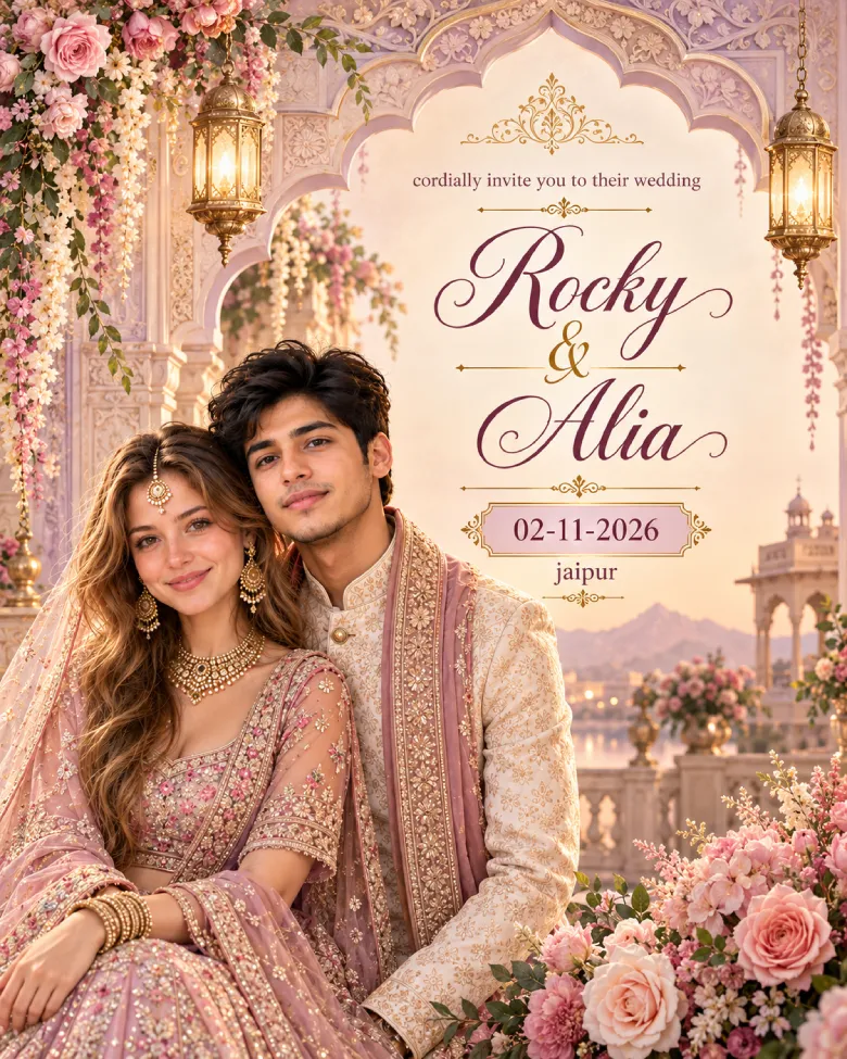 Elegant Jaipur Wedding Invitation Prompt