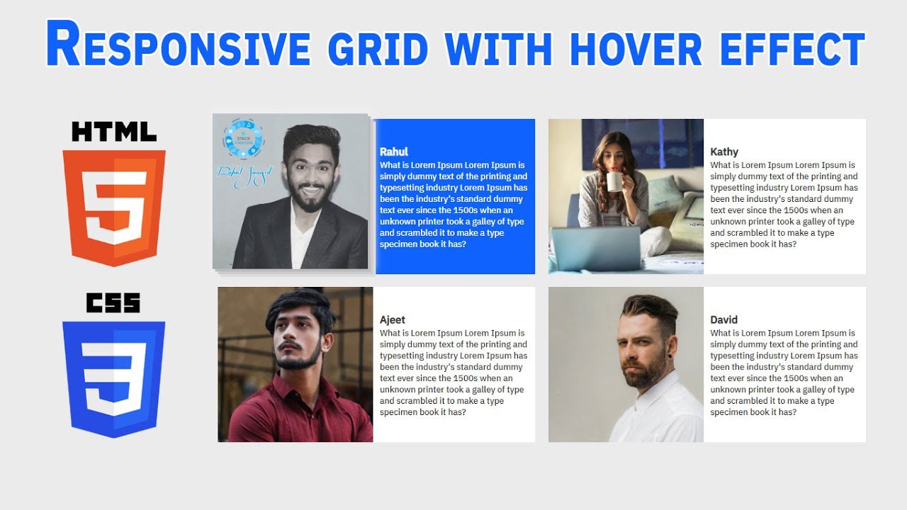 Responsive grid with hover effect