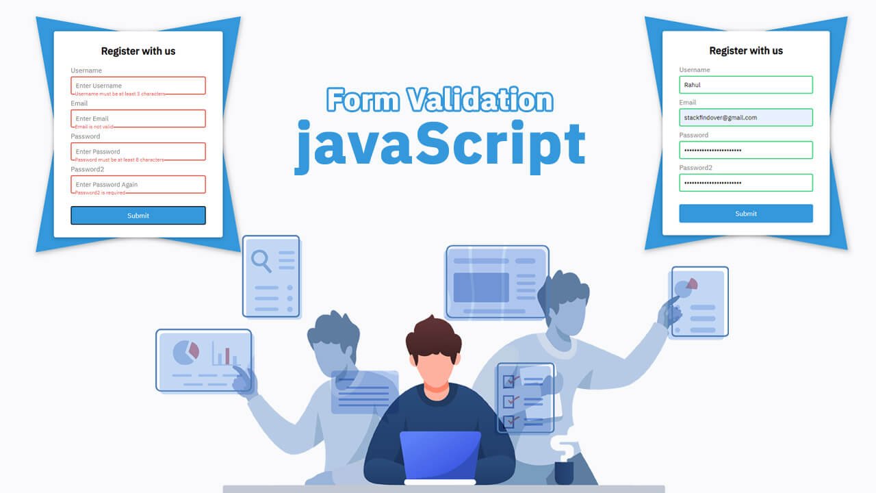 Completing user. Forms JAVASCRIPT. Form validation. Registration form. Stackfindover.