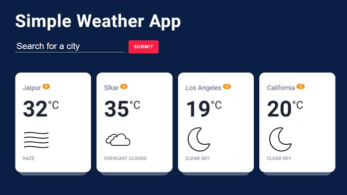 simple weather app with api