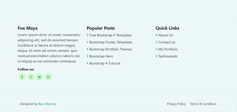 Bootstrap Responsive Footer with Social Icons