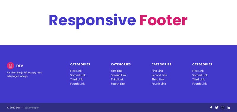 Responsive Footer With Tailwind CSS
