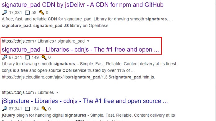 search result of signature pad js cdn