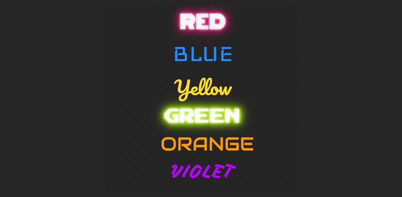 neon glowing text animation