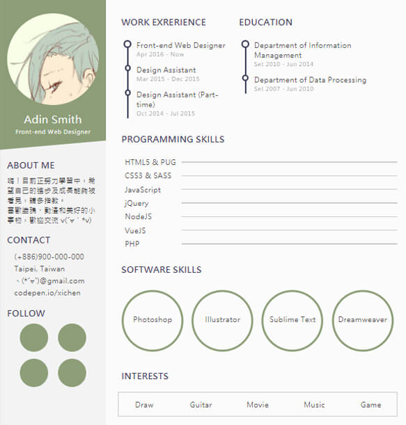 Perfect HTML Template for your resume design image