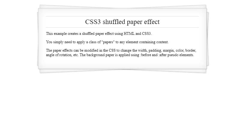 Shuffled Paper Effect