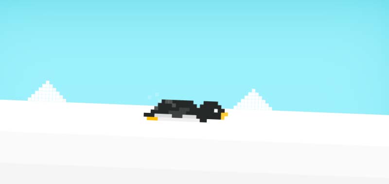 Sliding Pixel Penguin on Snow