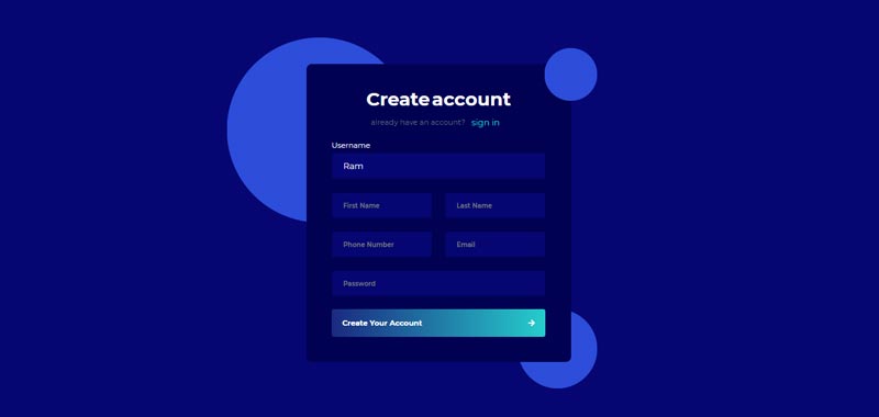Fancy form with gradient button