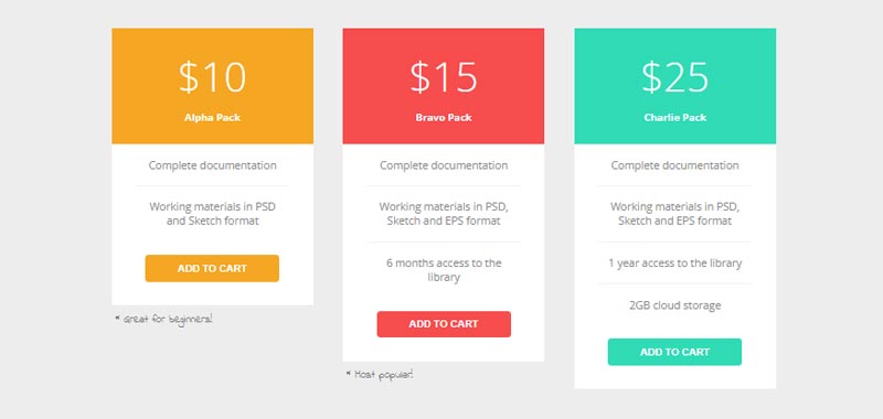 Cool Pricing Table