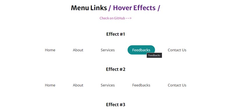 Menu Links Hover Effects with CSS3