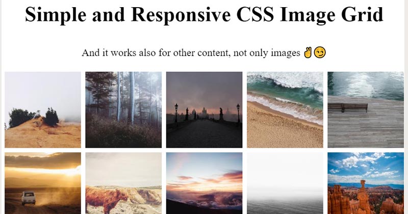 Simple and Responsive CSS Image Grid