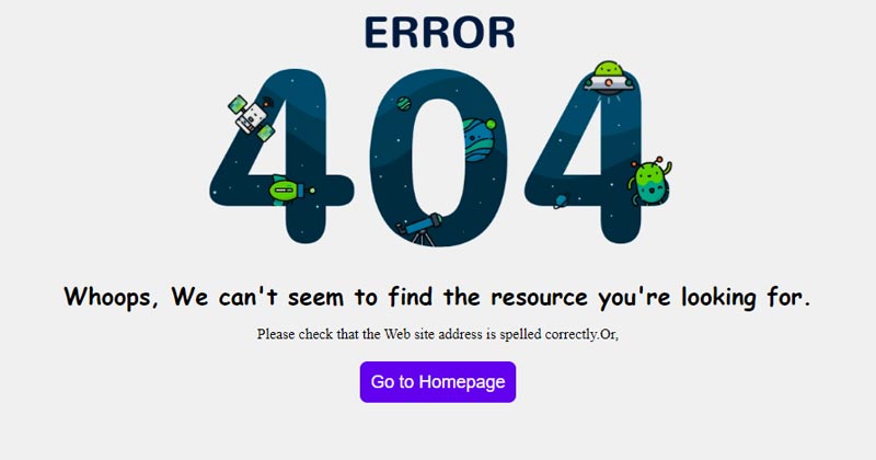 Custom 404 error page design