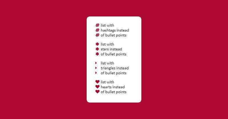 Custom Lists with Font Awesome icon Bullet