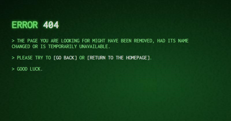 Error 404 Page not found