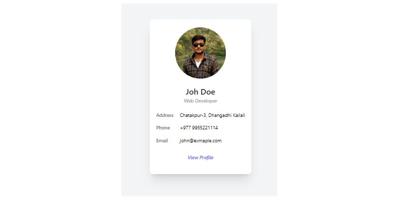 Simple Profile Card Design With Tailwind CSS