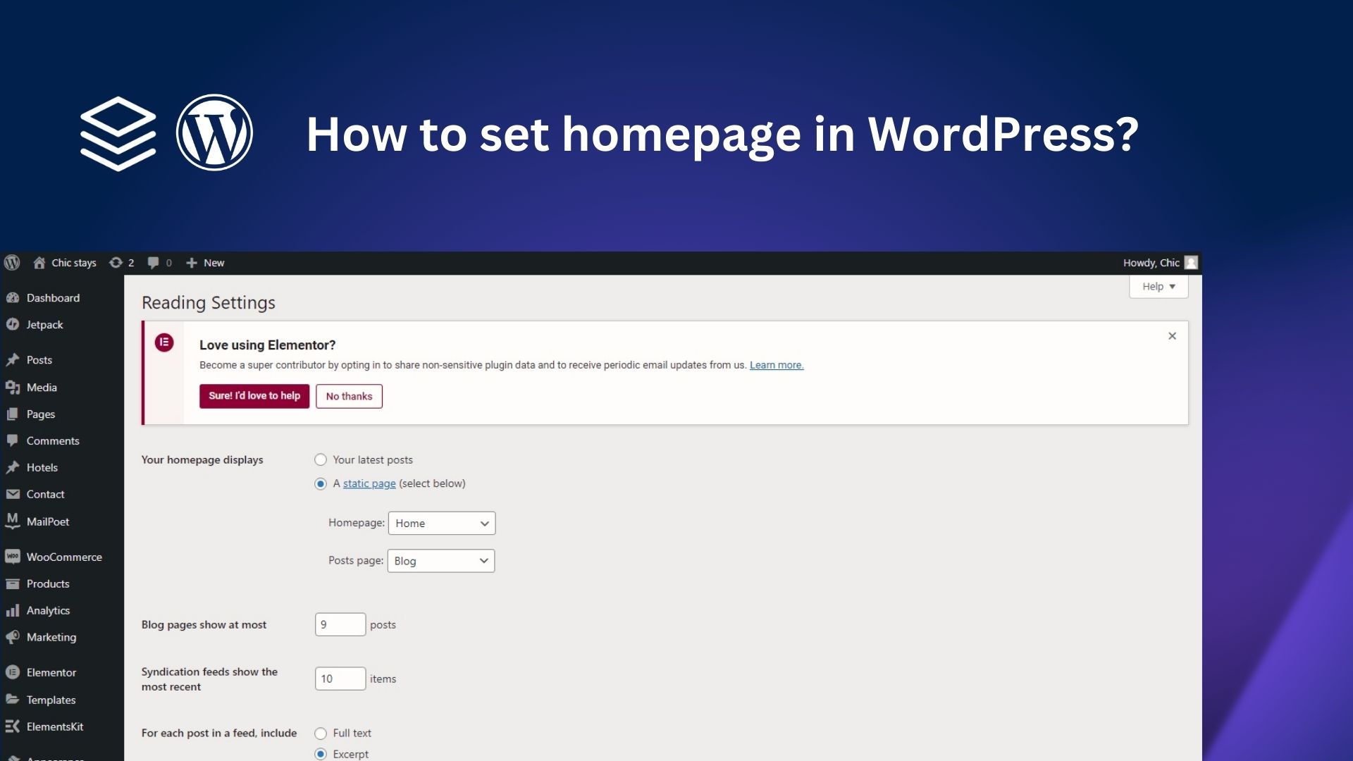 How to set homepage in WordPress