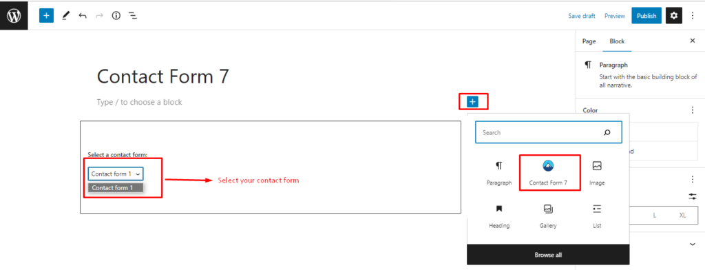 select contact form