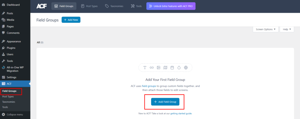 Create a Custom Field Group