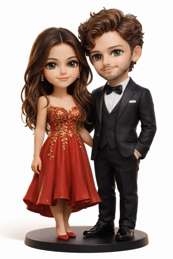 3D figurine couple photo prompt