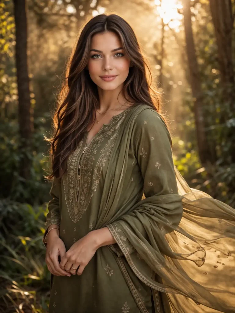 cinematic forest girl face-lock portrait