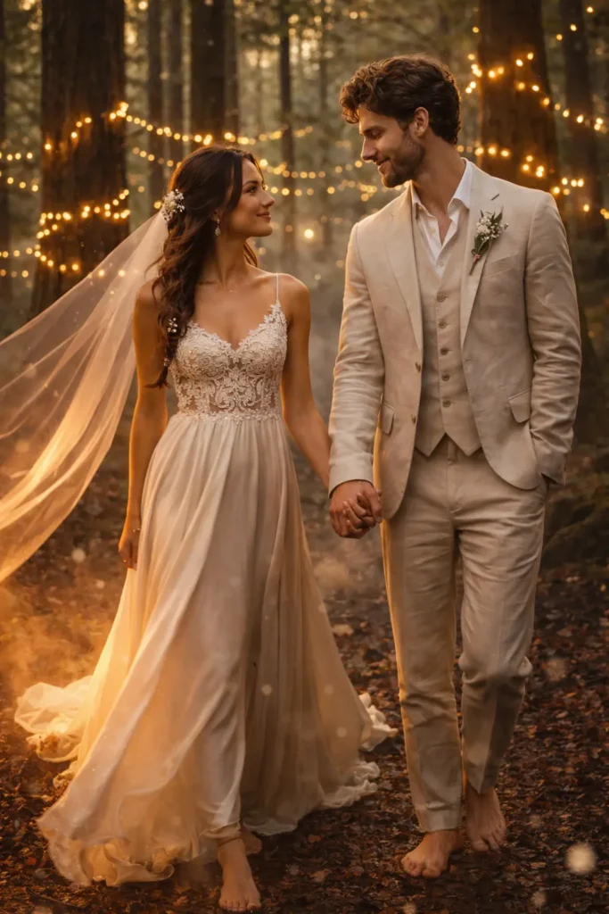 forest fairy light elopement photo prompt