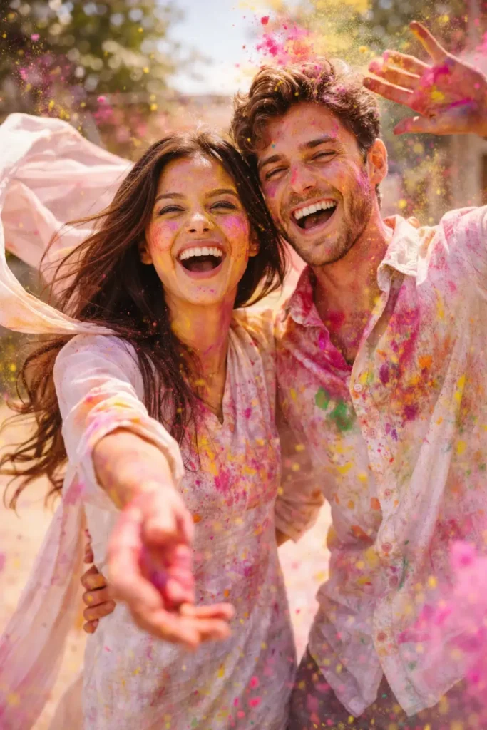 holi color splash identity locked ai prompt