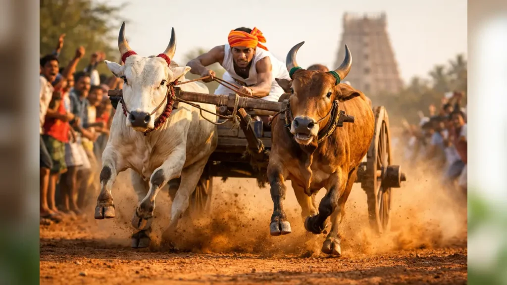 Bullock Cart Race — Action Shot