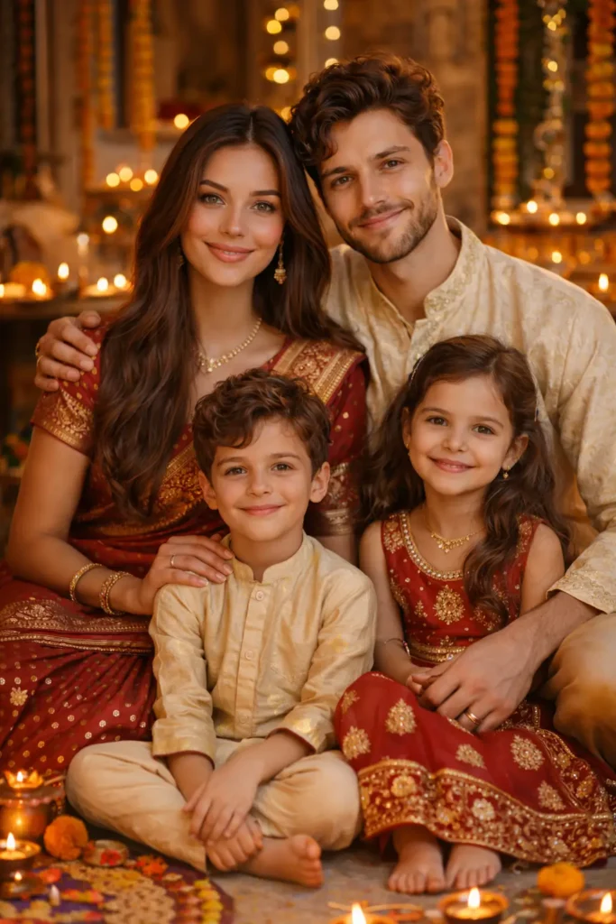 Diwali family portrait AI prompt