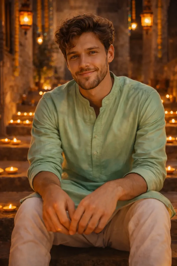 Diwali photo editing prompt with diyas