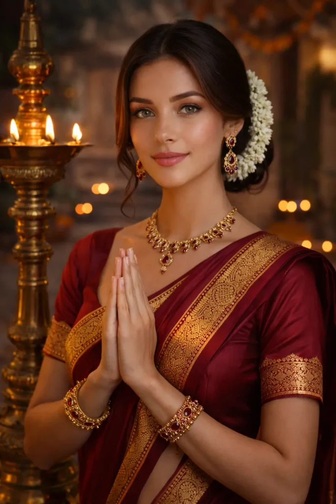 Diwali saree portrait AI prompt