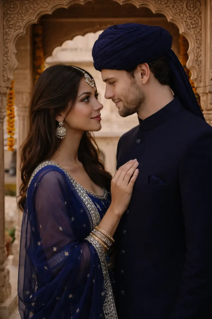 Haveli Archway Pre-Wedding Shoot Prompt