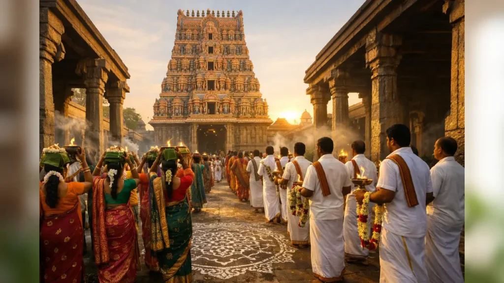 Madurai Temple — Pongal Offering Procession