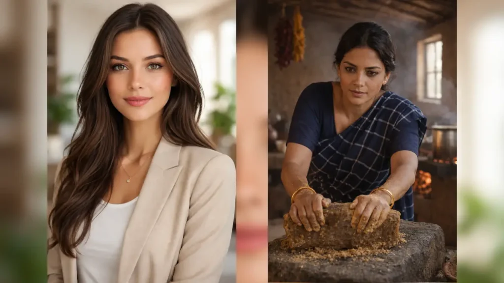 Pre-Puja Prep — Grinding Jaggery in Traditional Kitchen
