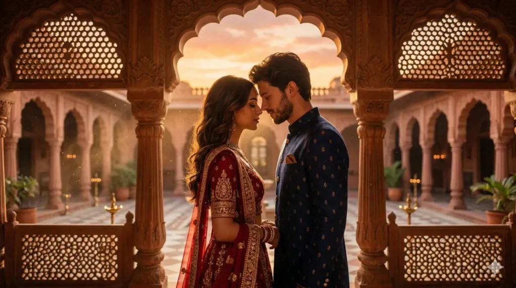 mughal haveli sunset photo ai prompt