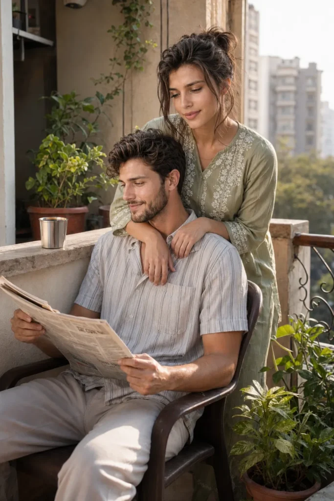 Balcony Morning with Newspaper Prompt